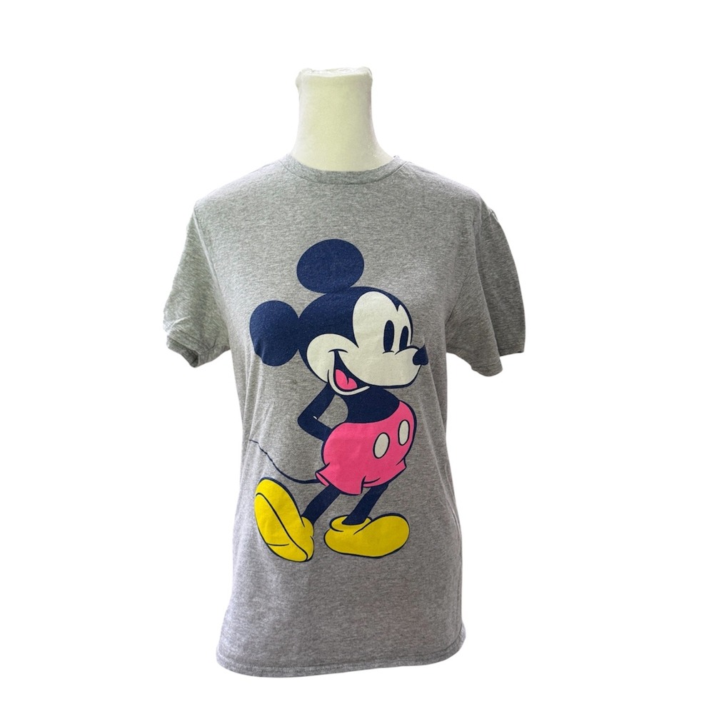 Disney Mickey Mouse Graphic T-Shirt Gray Heather Short Sleeve Small RN117508